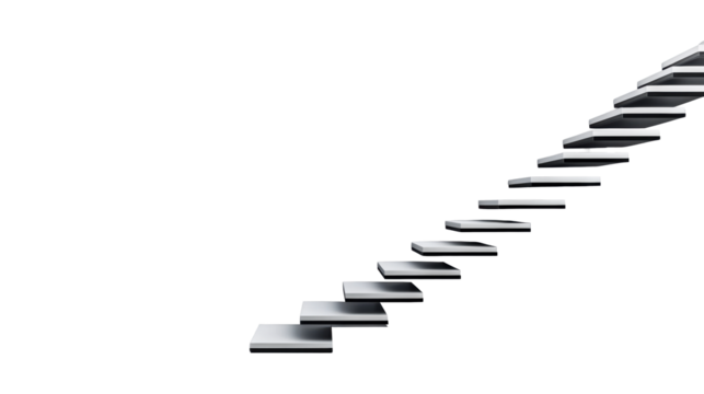 Modern Floating Staircase on Transparent Background