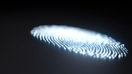Digital fingerprint glowing on dark background with futuristic security concept and technology protection