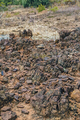 The stones of the La Candelaria desert ground; focus stacking composite image captured in the eastern Andean mountains of central Colombia, near the town of Raquira.