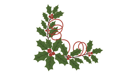 Christmas holly berry border vector illustration holiday season decoration design