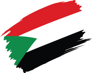 Sudan flag National symbols - flag of sudan Flag Sudan from brush strokes. Flag Republic of Sudan on transparent background white background 