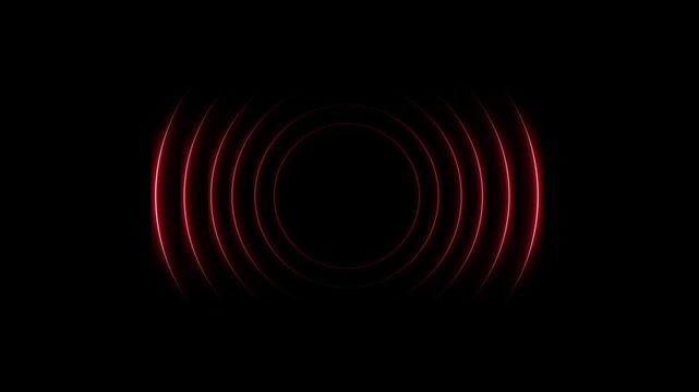 Bright Red Concentric Circles on Black Background Abstract Digital Art image photo