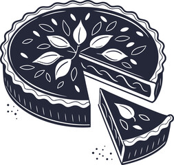 Delicious slice of pie with decorative crust artwork and festive cutouts ready for enjoyment isolated on transparent background