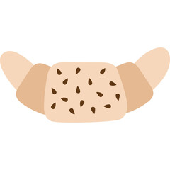 A Croissant Pastry With Chocolate Chips On A Transparent Background Representing Breakfast And Baking