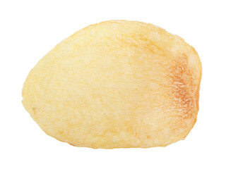 Single potato chip isolated on transparent background