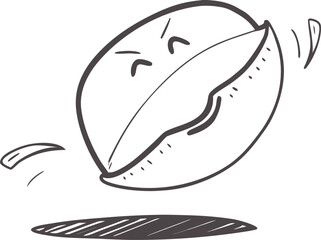 Coffee bean cracked open revealing interior details and aroma steam abstract art isolated on transparent background