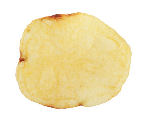 Single potato chip isolated on transparent background