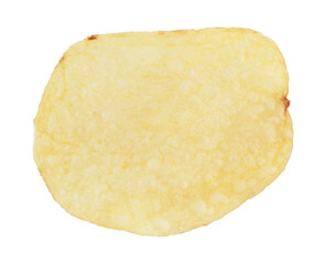 Single potato chip isolated on transparent background