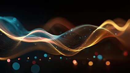 Abstract wave design with glowing particles