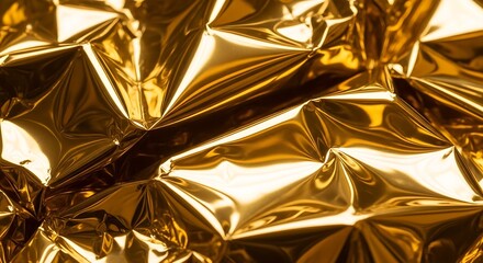 Abstract glistening golden texture background with wrinkled surface
