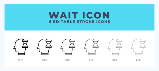 Wait icon symbol. Logo illustration thin line. Bold line vector icons. Editable stroke