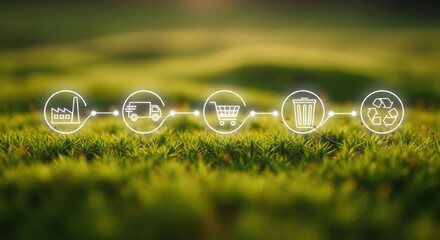 Circular economy concept sustainable supply chain eco friendly production transportation shopping waste management recycling green environment environmental responsibility
