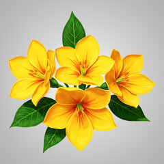 Vibrant Yellow Floral Arrangement with Greenery Illustration