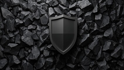 Dark shield on a dark stone wall (1)