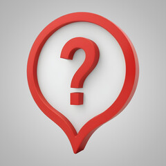 Red 3D Question Mark Pin Icon