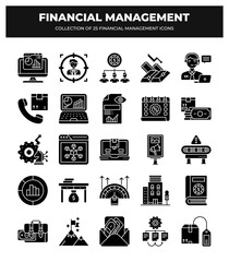 Collection of 25 Financial Management Icons: Finance. Investment. and Business Strategy