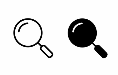 Magnifying glass icon in line and solid style isolated on white background