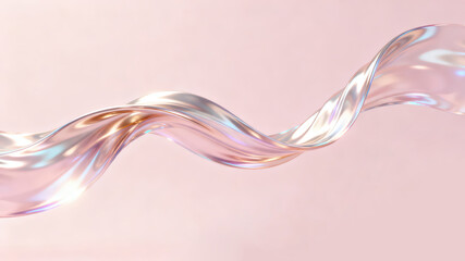 The metallic texture of the ribbon elegantly swings against a solid color background