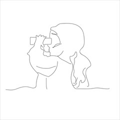 little girl using binoculars