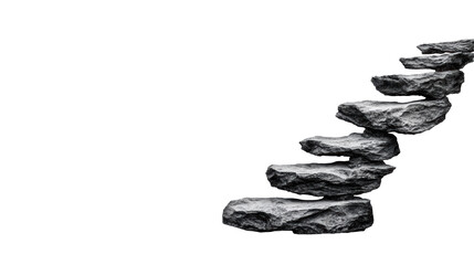 Stone Stairs Floating on Transparent Background