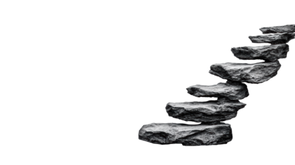 Stone Stairs Floating on Transparent Background