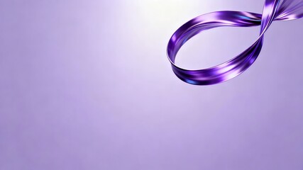 The metallic texture of the ribbon elegantly swings against a solid color background