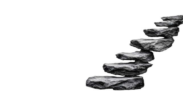 Stone Stairs Floating on Transparent Background