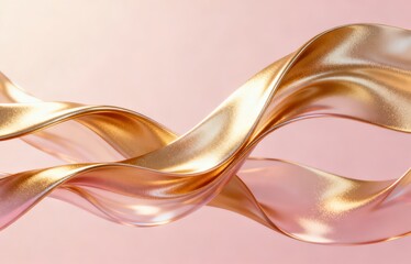 The metallic texture of the ribbon elegantly swings against a solid color background