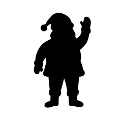 Santa Claus silhouette waving isolated on white background