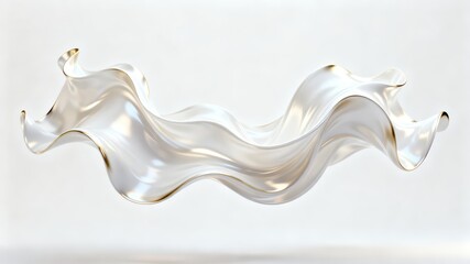 The metallic texture of the ribbon elegantly swings against a solid color background