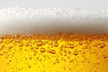 Close-up of beer head and bubbles