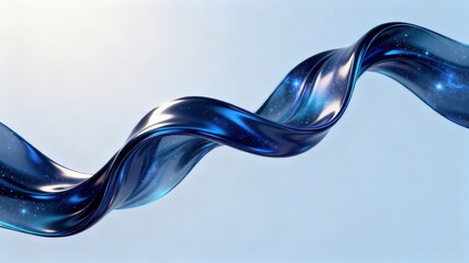 The metallic texture of the ribbon elegantly swings against a solid color background