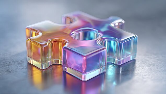 Abstract iridescent puzzle piece
