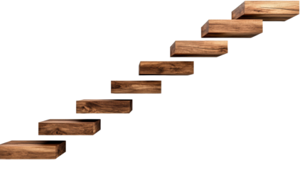 Floating Wooden Stairs on Transparent Background
