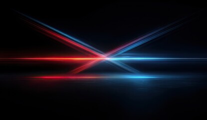 Abstract vibrant light beams crisscrossing