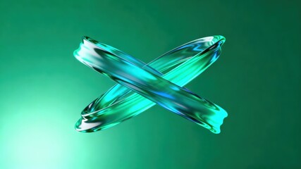 The metallic texture of the ribbon elegantly swings against a solid color background