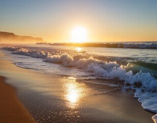 Fototapeta premium Hour of the Waves – Flowing Moments in Ocean Light