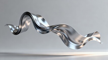 The metallic texture of the ribbon elegantly swings against a solid color background