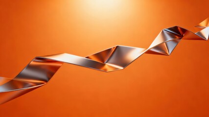 The metallic texture of the ribbon elegantly swings against a solid color background