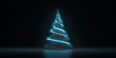 Glowing Christmas tree on a dark background