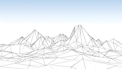 Wireframe mountain range with blue gradient