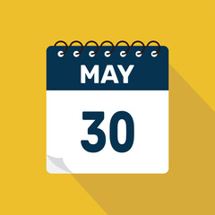 may 30 calendar icon vector illustration with design