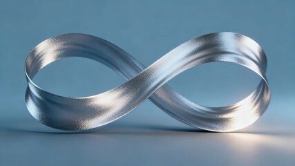 The metallic texture of the ribbon elegantly swings against a solid color background