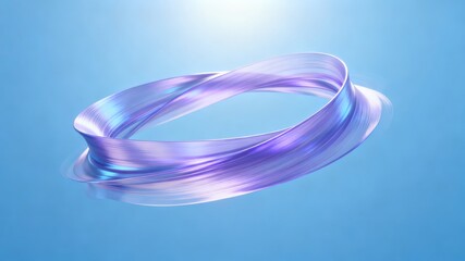 The metallic texture of the ribbon elegantly swings against a solid color background