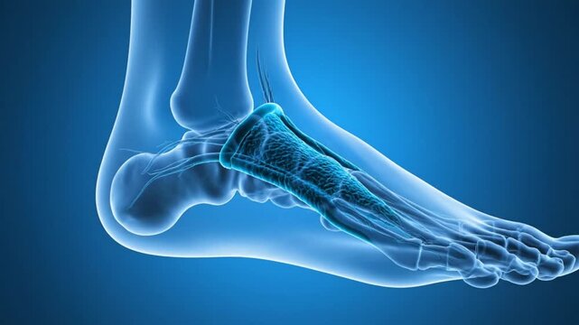 Foot Bone Structure X-Ray Animation for Medical Visualization.