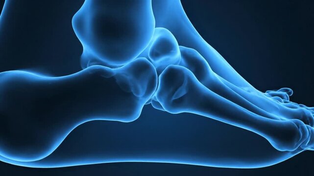 Foot Bones Anatomy X-Ray Visualization for Medical Education.
