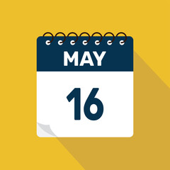 may 16 calendar icon vector illustration with design