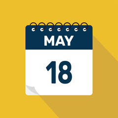 may 18 calendar icon vector illustration with design