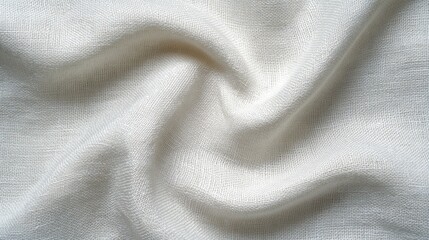 Soft white linen texture on a plain white background showcasing natural fibers in a gentle drape perfect for various creative projects