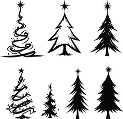 Obraz premium Christmas tree set illustration of evergreen pine and fir trees for winter holiday season vector design
